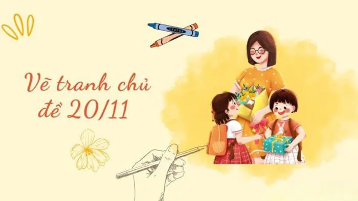Cách vẽ tranh 20-11 tri ân thầy cô đơn giản và đẹp nhất