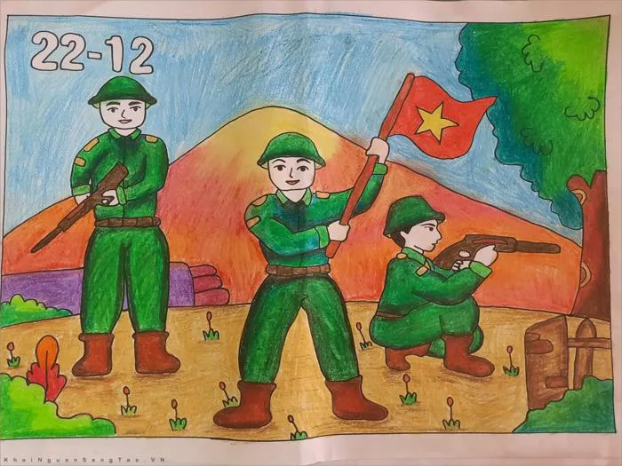 Tổng hợp các mẫu vẽ tranh nhân ngày thành lập Quân đội nhân dân Việt Nam 22  12 đẹp nhất? Sĩ quan quân đội được đào tạo bồi dưỡng như thế nào?