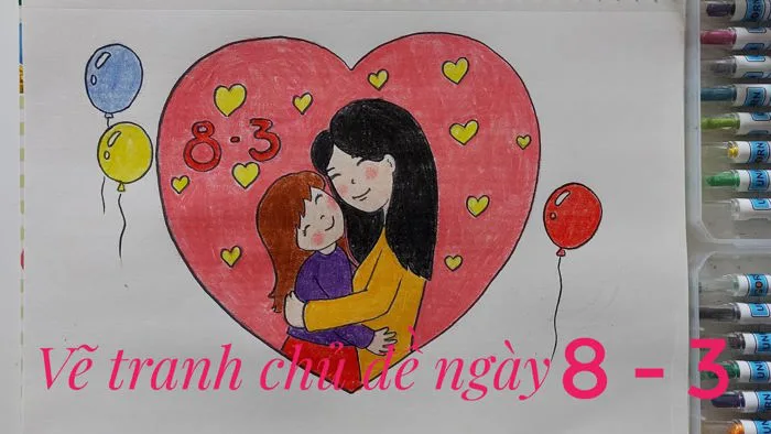 Cách vẽ tranh Chủ đề ngày 8-3 | Vẽ tranh tặng mẹ