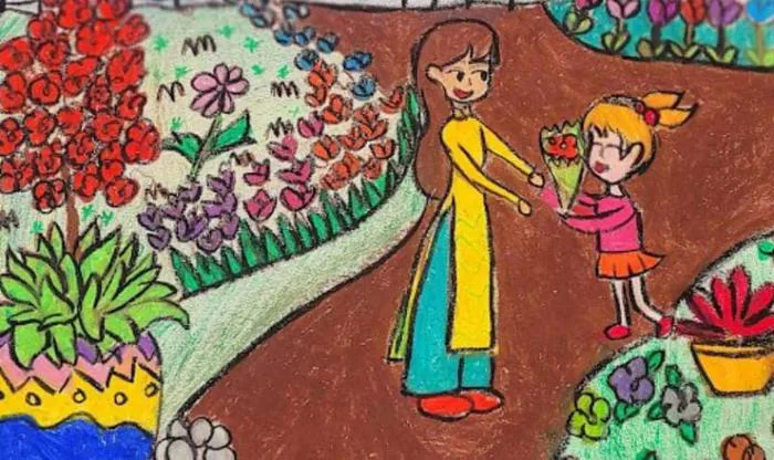 Vẽ tranh 8/3 đẹp và ý nghĩa dành tặng mẹ và cô giáo