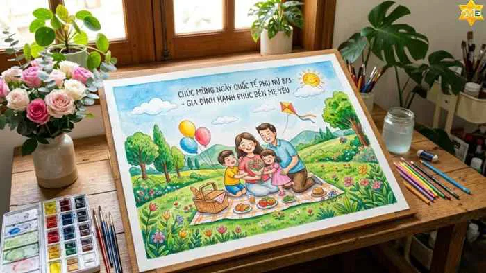 Gợi ý 10 mẫu vẽ tranh mùng 8 tháng 3 tặng mẹ đẹp và đơn giản