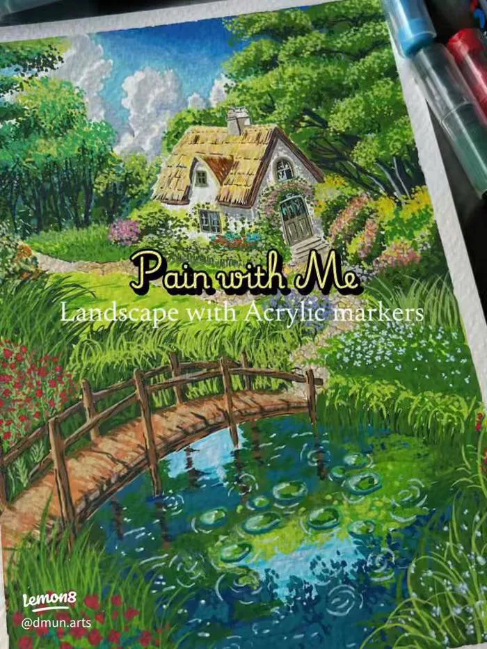 Cách vẽ tranh phong cảnh bằng màu acrylic marker đơn giản mà đẹp