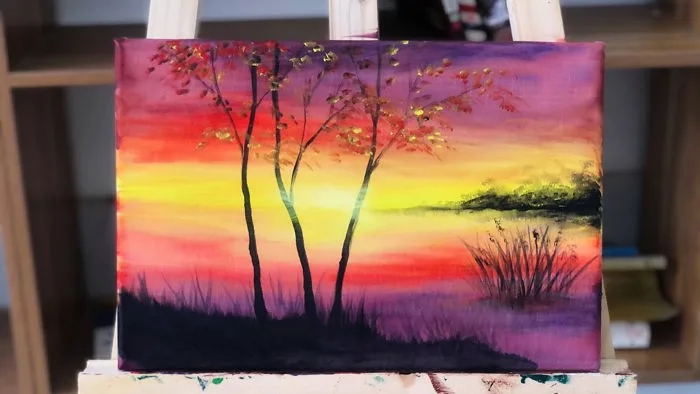 Vẽ tranh phong cảnh mùa thu | Acrylic cơ bản | Hướng dẫn chi tiết | Lớp Vẽ  Nhí