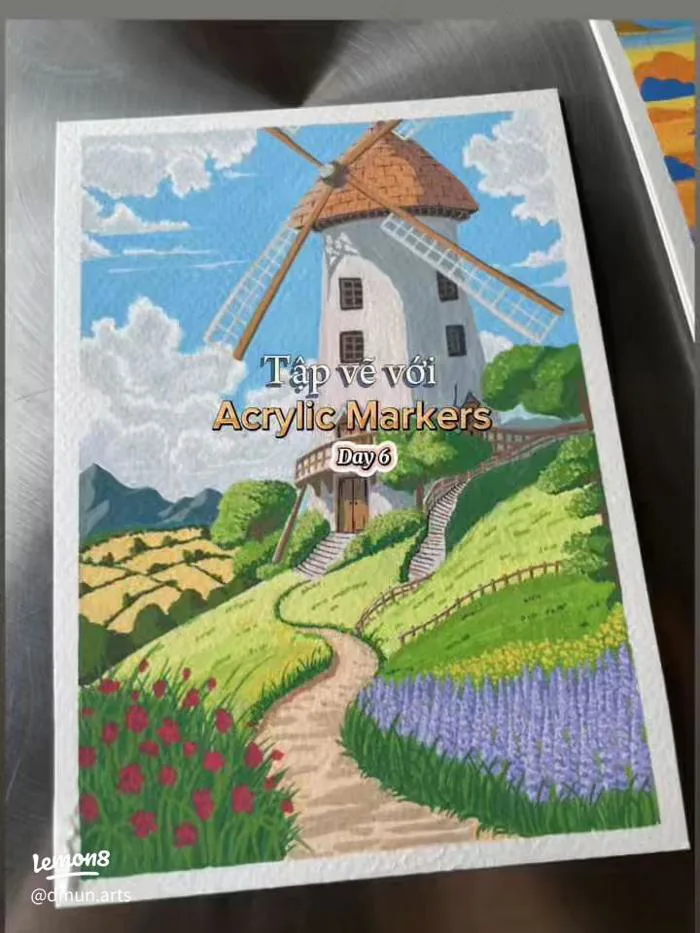 Cách vẽ tranh phong cảnh đơn giản bằng màu acrylic marker cho người mới