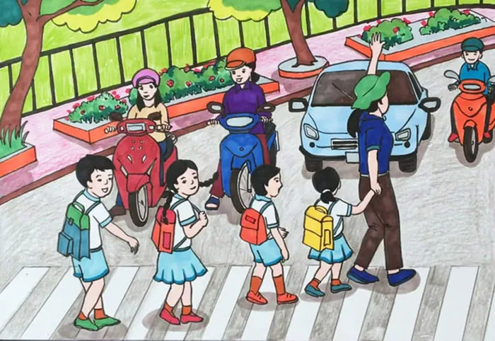 Vẽ tranh an toàn giao thông đơn giản, đẹp và nhiều ý nghĩa