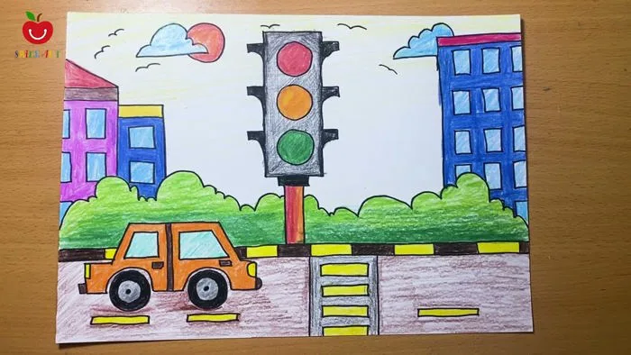 VẼ TRANH AN TOÀN GIAO THÔNG | CÁCH VẼ AN TOÀN GIAO THÔNG| How to Draw  Traffic Safety #smileart
