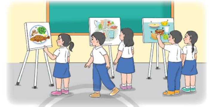 Triển lãm tranh hoặc ảnh về vệ sinh an toàn 1. Trao đổi với bạn về
