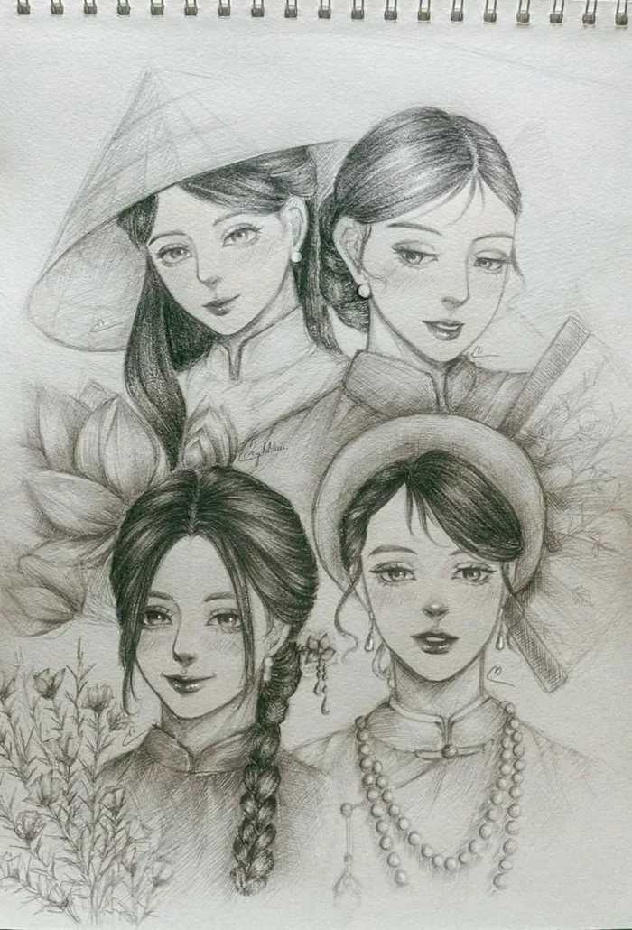 Tranh vẽ Áo Dài Việt Nam