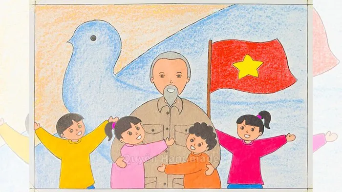 Cách vẽ tranh Bác Hồ với thiếu nhi đơn giản, đẹp - Gợi ý 30+ tranh mẫu