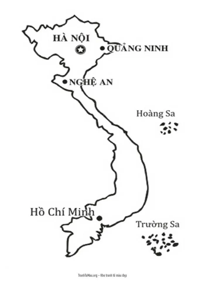 Tải tranh tô màu Bản đồ Việt Nam đơn giản Tải tranh tô màu Bản đồ Việt Nam đơn giản