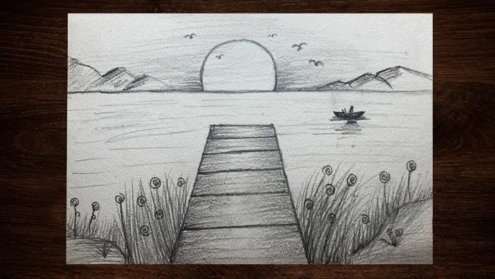 CÁCH VẼ TRANH PHONG CẢNH BIỂN ĐƠN GIẢN BẰNG BÚT CHÌ / HOW TO DRAW LANDSCAPE  / Dạy vẽ bằng bút chì