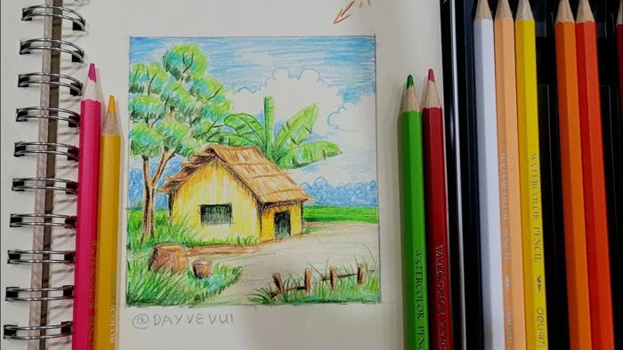 Dạy vẽ tranh phong cảnh bằng bút chì màu