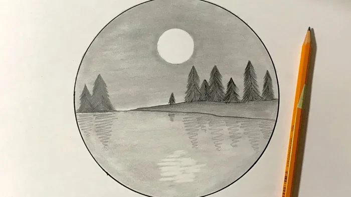 Cách Vẽ Tranh Phong Cảnh Bằng Bút Chì | How to draw scenery with pencil