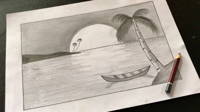 Hướng dẫn vẽ tranh phong cảnh bằng bút chì | How to draw simple scenery  with pencil