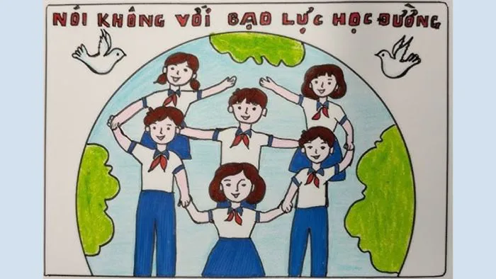 Vẽ tranh bạo lực học đường – Gợi ý ý tưởng và thông điệp ý nghĩa nhất