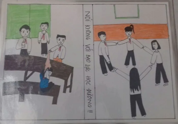 HỌC SINH VẼ TRANH NÓI KHÔNG VỚI BẠO LỰC HỌC ĐƯỜNG
