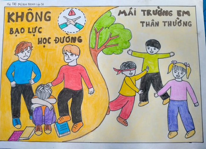 Hưởng ứng cuộc thi vẽ tranh phòng ngừa bạo lực học đường và lao động trẻ em