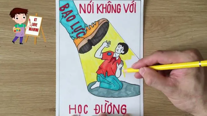 Vẽ bao luc hoc duong đơn giản | Bảo lực học đường vẽ, Tranh bao luc