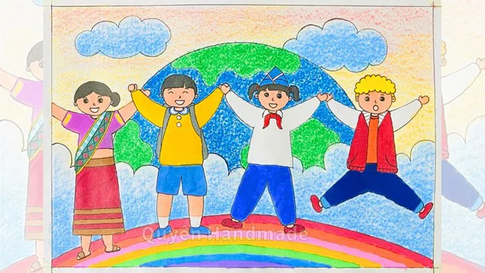 Thiếu nhi thế giới với hòa bình lớp 5 | Vẽ tranh thiếu nhi thế giới với hòa  bình mĩ thuật lớp 5