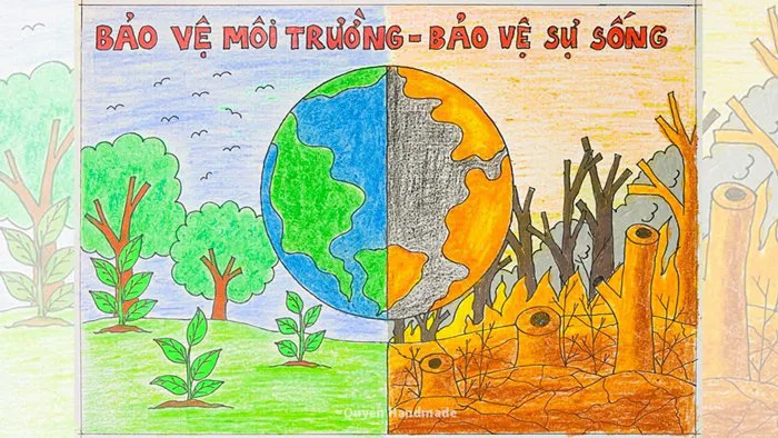 Vẽ tranh bảo vệ môi trường | Vẽ bảo vệ môi trường | Vẽ tranh bảo vệ trái  đất (27)