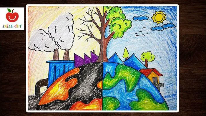 Smile art | VẼ TRANH Ô NHIỄM MÔI TRƯỜNG | VẼ TRANH BẢO VỆ MÔI TRƯỜNG | vẽ  trái đất #smileart