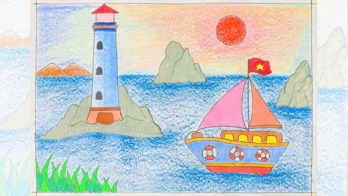 Tranh vẽ biển đảo Việt Nam | Vẽ biển đảo quê hương | Vẽ tranh về biển đảo  Việt Nam (6)