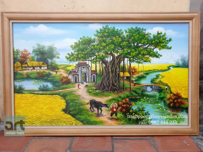 Tranh phong cảnh quê hương làng quê Việt Nam - Tranh Phong Thủy