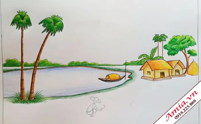 10 Bước Vẽ Tranh Phong Cảnh Quê Hương- Siêu Nhanh - Siêu Đẹp