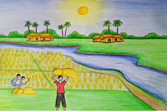 Hướng dẫn vẽ tranh phong cảnh quê hương đơn giản mà đẹp