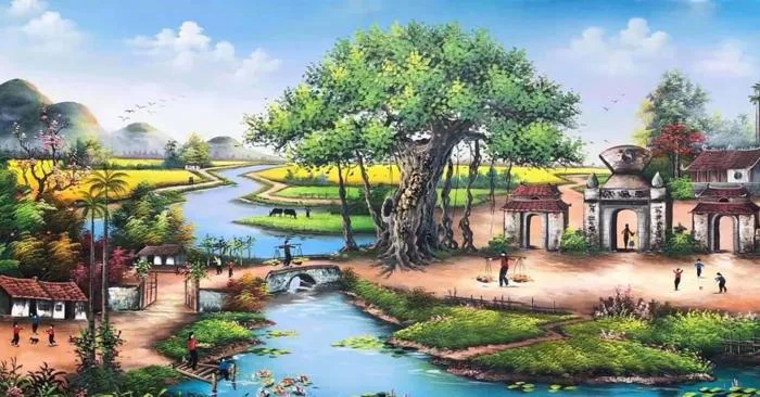 Hướng dẫn vẽ tranh phong cảnh làng quê đơn giản, đẹp nhất