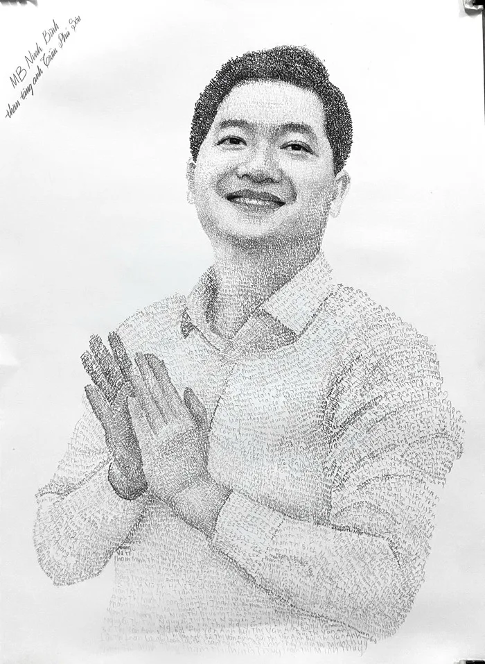 Tranh chân dung vẽ bằng chữ độc đáo - VẼ CHÂN DUNG TP ART
