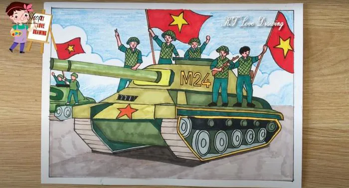 Vẽ tranh chiến thắng Điện Biên Phủ đơn giản mà đẹp