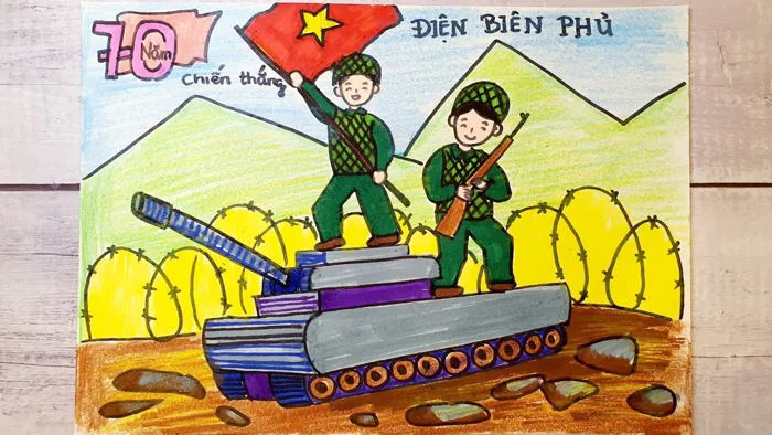 Vẽ Tranh 70 Năm Chiến Thắng Điện Biên Phủ| Hoan Hô Chiến Sĩ Điện Biên | Vẽ  Chú Bộ Đội