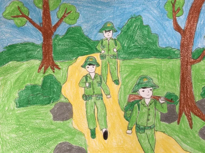 Hoạt động trải nghiệm vẽ tranh với chủ đề “Chú bộ đội của em” của lớp 2A1 Hoạt động trải nghiệm vẽ tranh với chủ đề “Chú bộ đội của em” của lớp 2A1