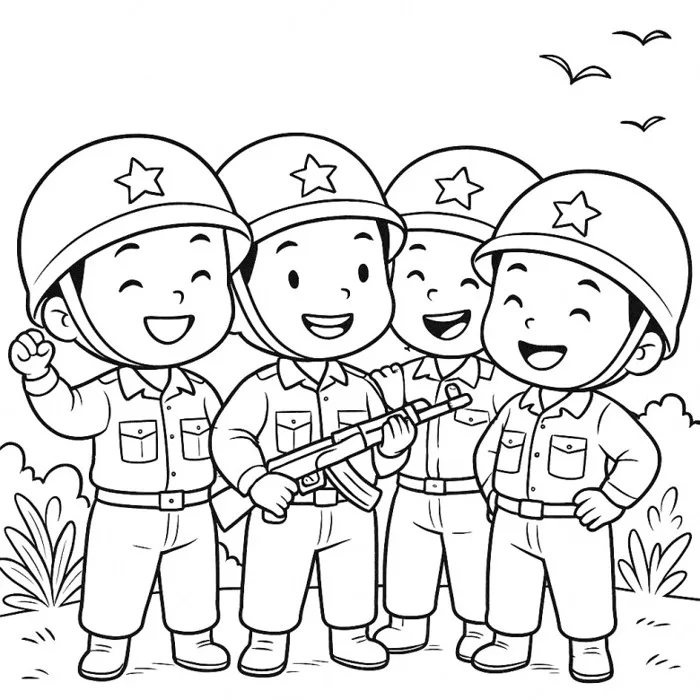 Tranh tô màu chú bộ đội Tranh tô màu chú bộ đội