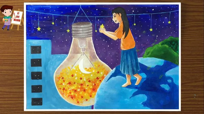 Vẽ tranh tiết kiệm năng lượng kiến tạo tương lai | Vẽ tranh tích cực hưởng  ứng giờ trái đất