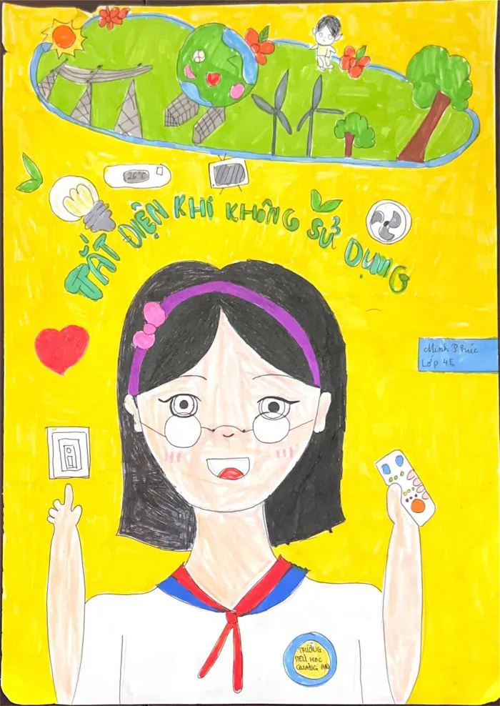 Thiếu nhi Quảng An với cuộc thi vẽ tranh “Tiết kiệm điện”.