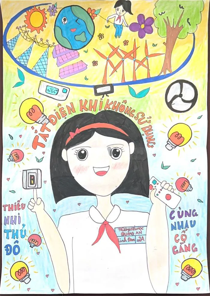 Thiếu nhi Quảng An với cuộc thi vẽ tranh “Tiết kiệm điện”.