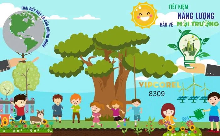 Tranh tiết kiệm năng lượng bảo vệ môi trường | VIPcorel.com - Thư viện mẫu  thiết kế đồ họa CorelDRAW (CDR).