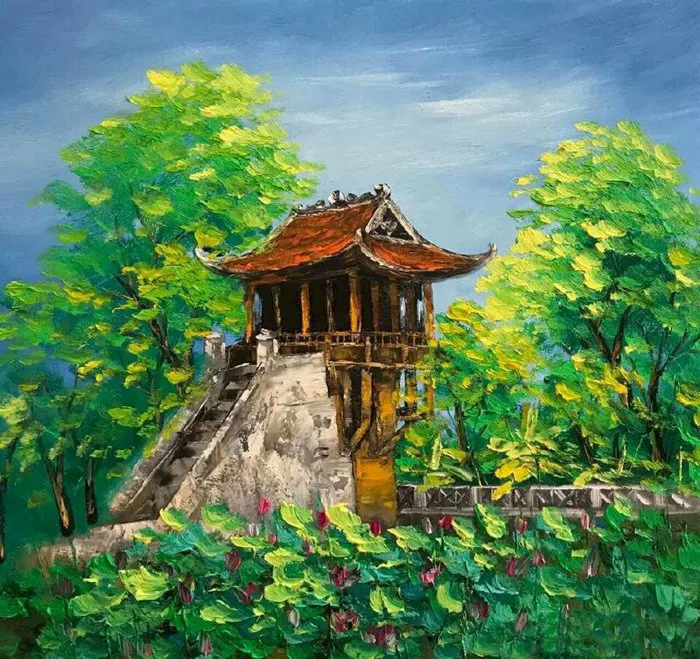 101 mẫu tranh phong cảnh chùa một cột đẹp nhất, chất lượng cao, tải miễn phí