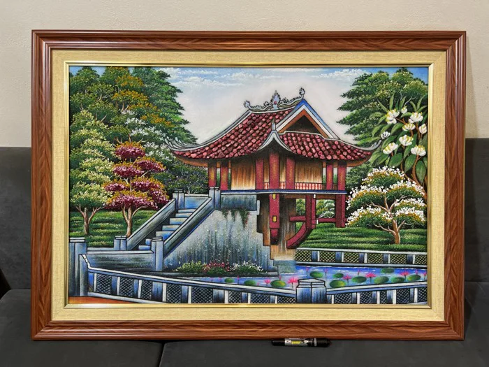 Tranh đá quý chùa một cột TUYỆT ĐẸP