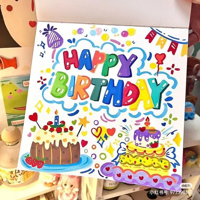 Vẽ happy birthday | Thiệp sinh nhật handmade, Ngày trái đất, Thiệp giấy