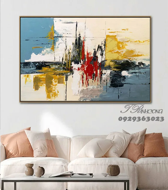 Tranh sơn dầu Chuyển Động Thành Phố SDTC27 | Nghệ thuật trừu tượng hiện đại  – Trình Công Decor