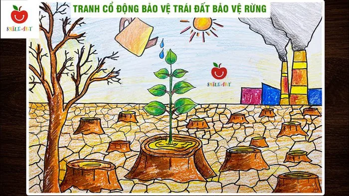 vẽ tranh cổ động bảo vệ rừng | Vẽ tranh ô nhiễm môi trường | Vẽ tranh bảo  vệ trái đất #smileart