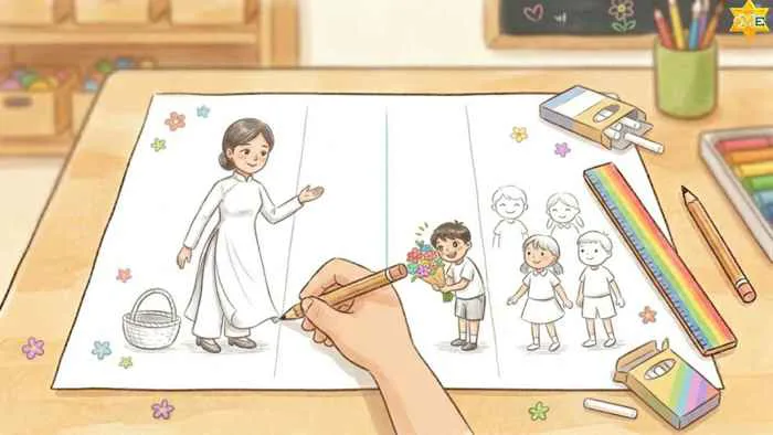 Hướng dẫn cách vẽ tranh ngày 8 tháng 3 tặng cô giáo đơn giản