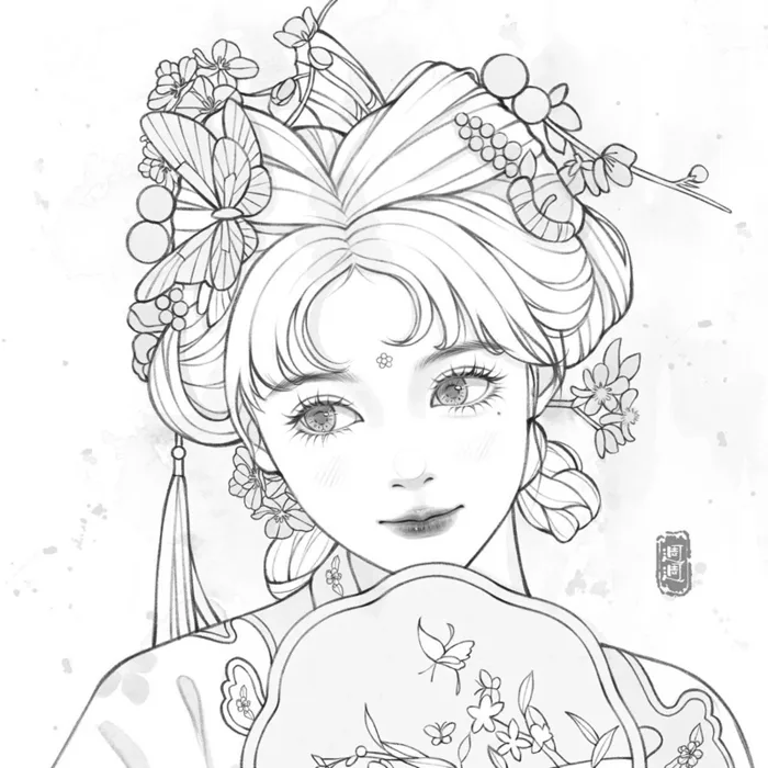Cổ trang Trung Quốc (giấy dày 180gsm) – Set 30 Tờ Tranh Tô Màu A4 A5 Dùng  Màu Sáp, Acrylic, Màu Chì, Màu Nước