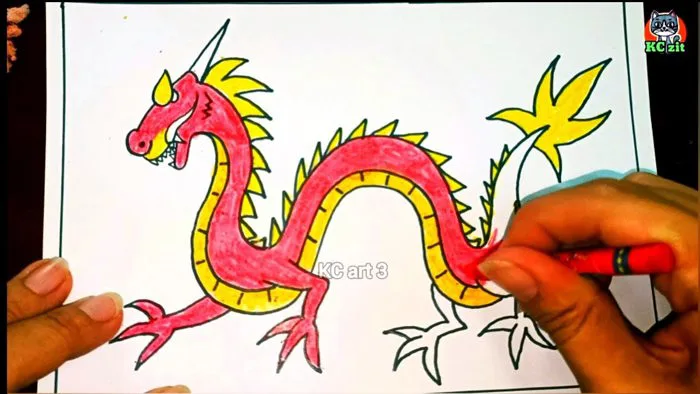 Vẽ con rồng đơn giản | cách vẽ con rồng | Vẽ con rồng dễ nhất | How to draw  a dragon | KC zit