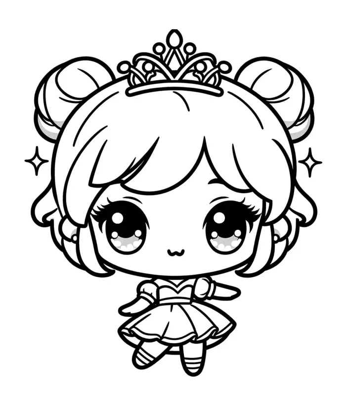 Bộ sưu tập tranh tô màu công chúa anime chibi đẹp và dễ thương cho bé