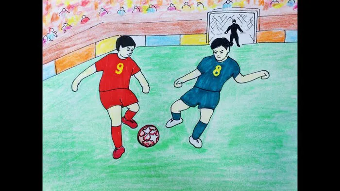 Vẽ tranh đề tài ước mơ của em - Thể thao- cầu thủ bóng đá.