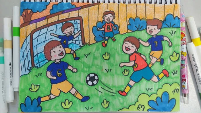 Vẽ tranh đá bóng / vẽ hoạt động vui chơi ngày hè / mùa hè của em #drawing